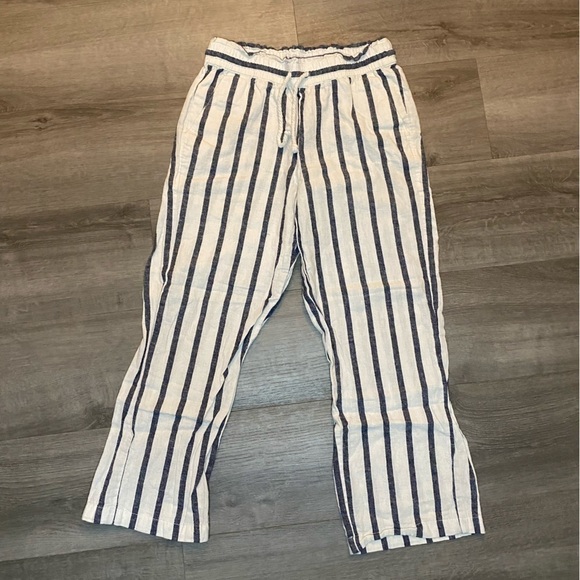 J. Crew Striped Linen Wide Leg Paper-Bag Pants - Picture 3 of 9